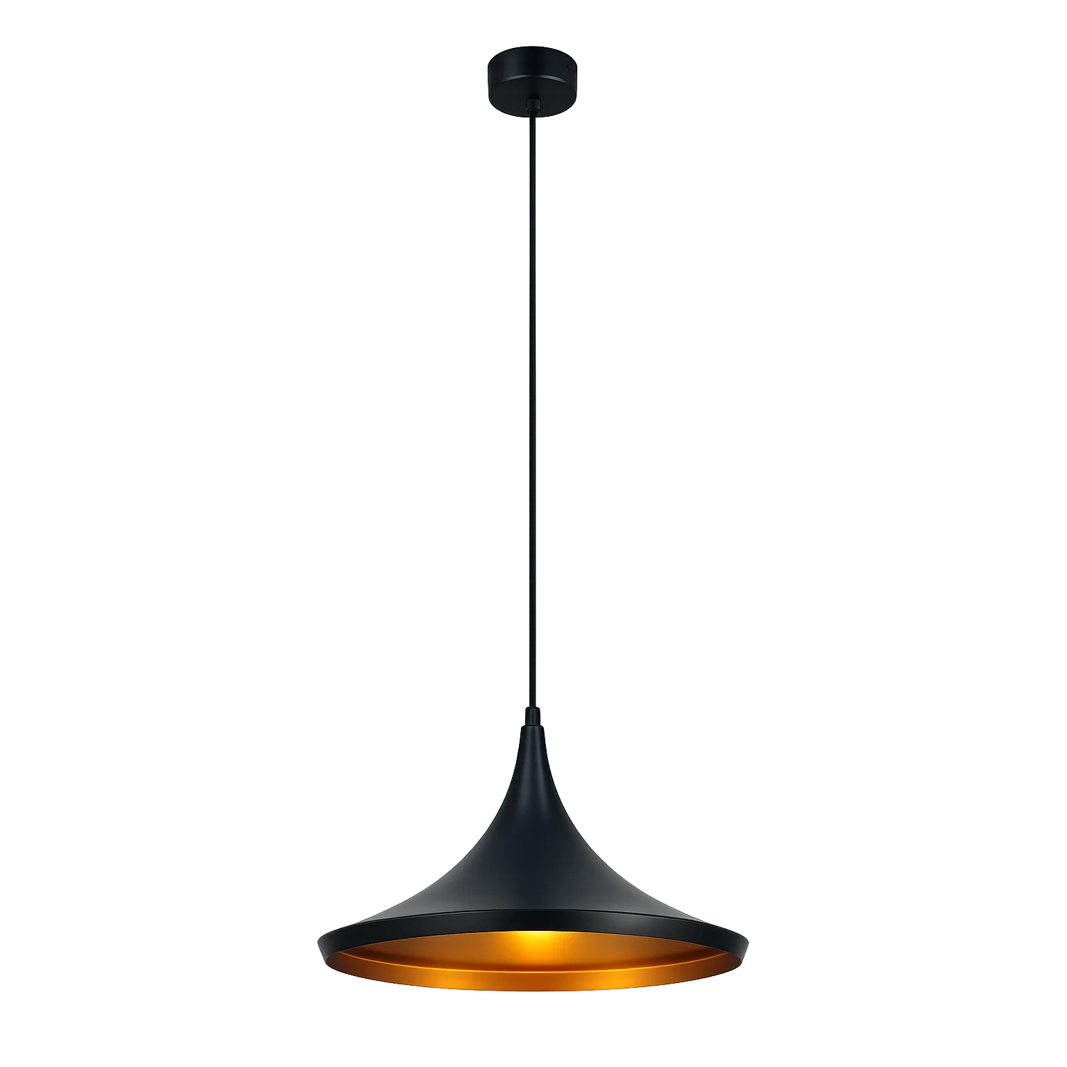 Lámpara colgante Chin 35 cm E27 negra y dorada