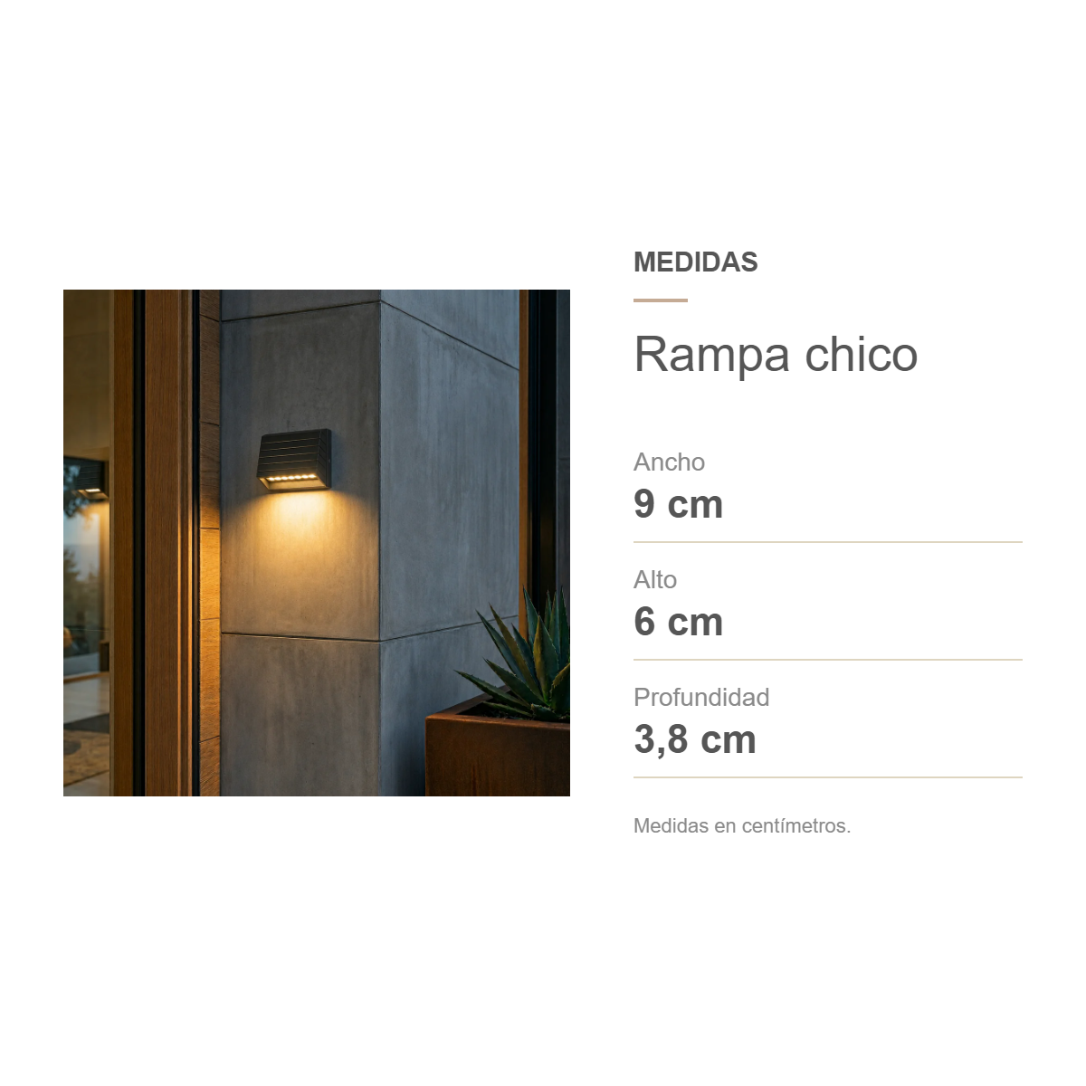Medidas de Luz de escalón LED Rampa chico exterior IP54